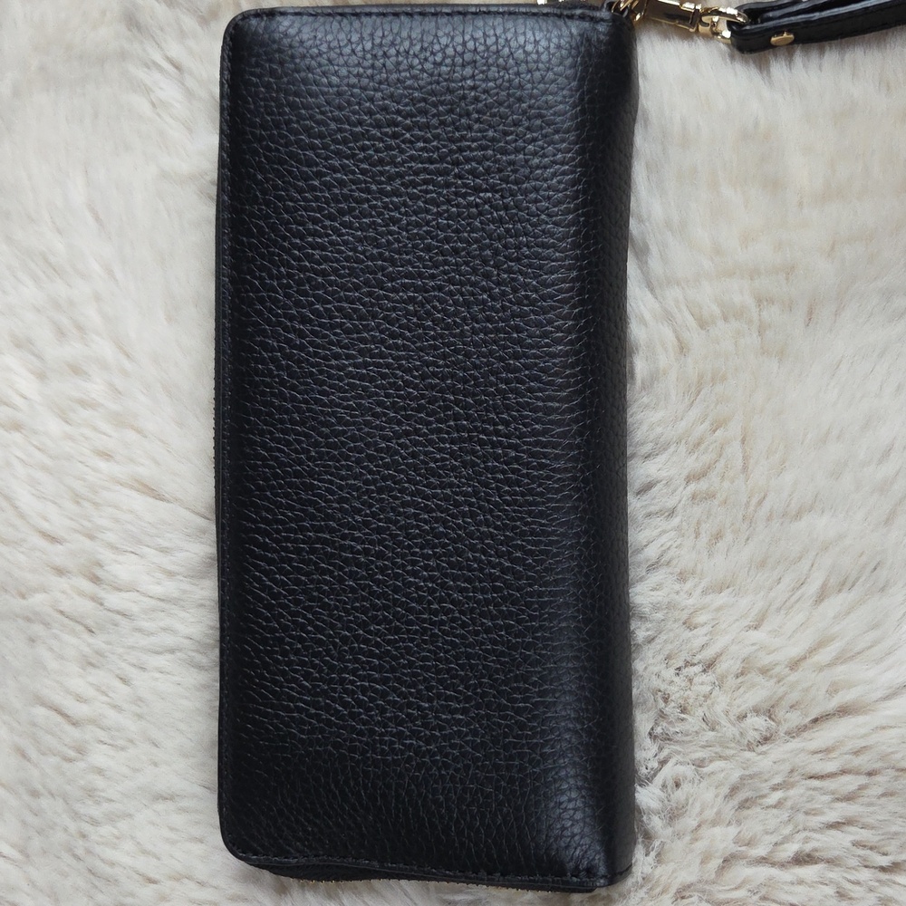 MICHAEL KORS Black Leather With Gold Wallet Wristlet With Strap EUC - Picture 3 of 12